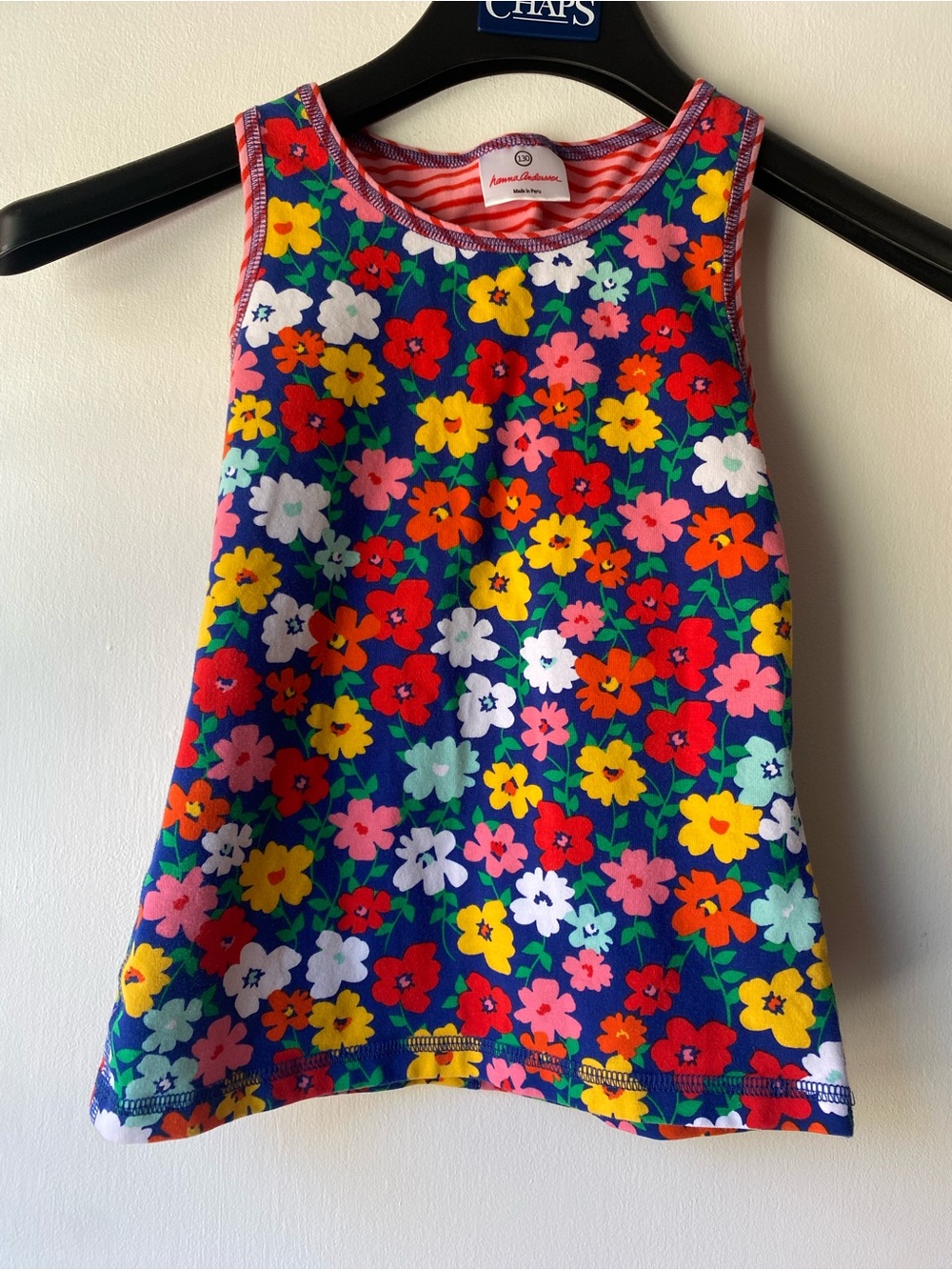 Hanna Andersson Navy Floral Tank Top with Bright Multicolor Flowers